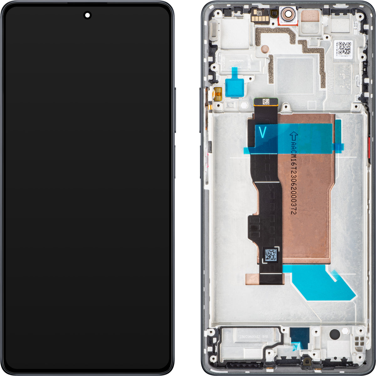 Touchscreen-display Xiaomi Poco F5, med ramme, sort, Service Pack 560001M16T00
