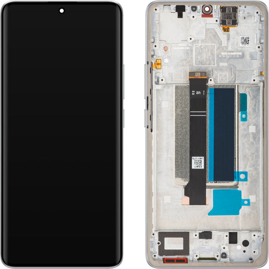 Display med Touchscreen Xiaomi Redmi Note 13 Pro+, med Ramme, Hvid (Moonlight White), Service Pack 560001N16U00