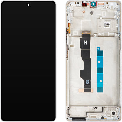 Display med Touchscreen Xiaomi Redmi Note 13 5G, med Ramme, Hvid (Arctic White), Service Pack 5600040N1700