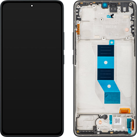 Display med Touchscreen Xiaomi Redmi Note 14 5G, med Ramme, Sort (Midnight Black), Service Pack 56002000O1700