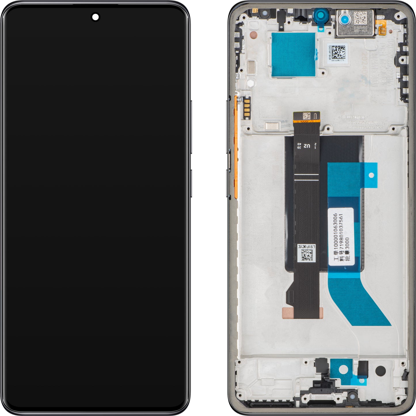 Display med Touchscreen Xiaomi Redmi Note 14 Pro 5G, med Ramme, Sort (Midnight Black), Service Pack 56002300O1600