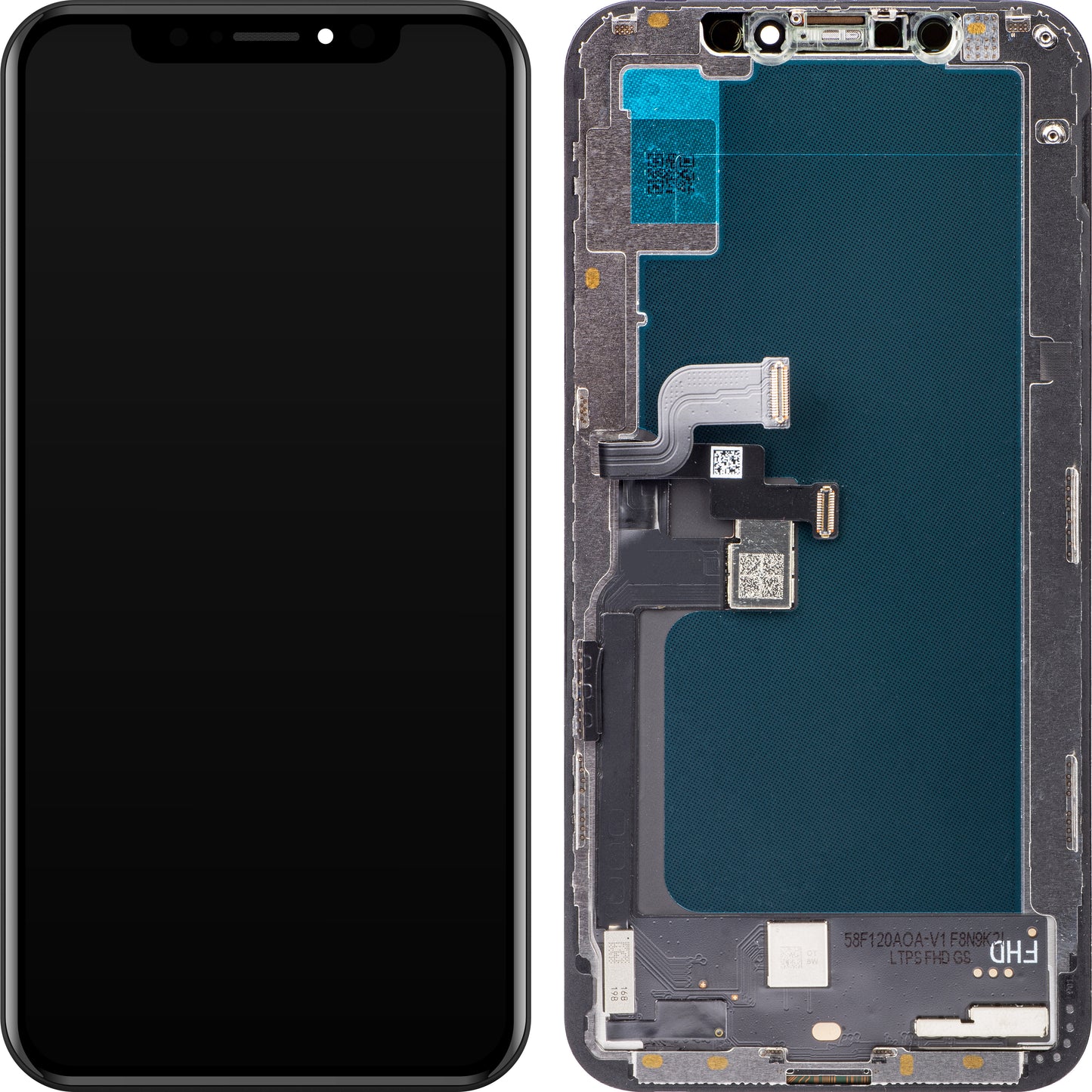 ZY Touchscreen Display til Apple iPhone XS, med ramme, In-Cell LCD-version, sort 