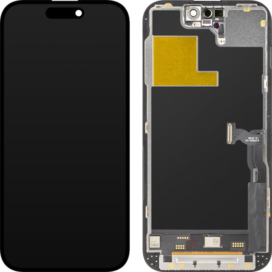 ZY Touchscreen Display til Apple iPhone 14 Pro, med ramme, In-Cell IC Movable LCD Version, Sort 