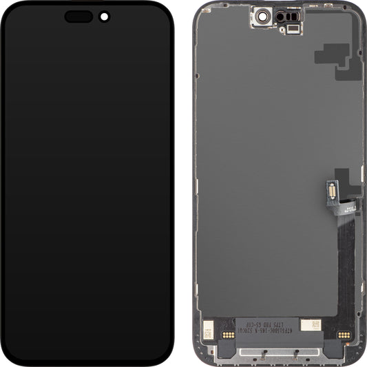 Display med ZY touchscreen til Apple iPhone 16 Plus, med ramme, In-Cell LCD-version, Sort