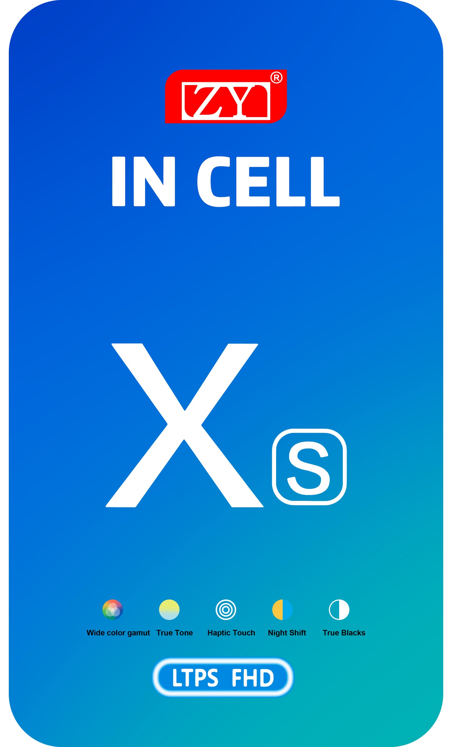 ZY Touchscreen Display til Apple iPhone XS, med ramme, In-Cell LCD-version, sort 