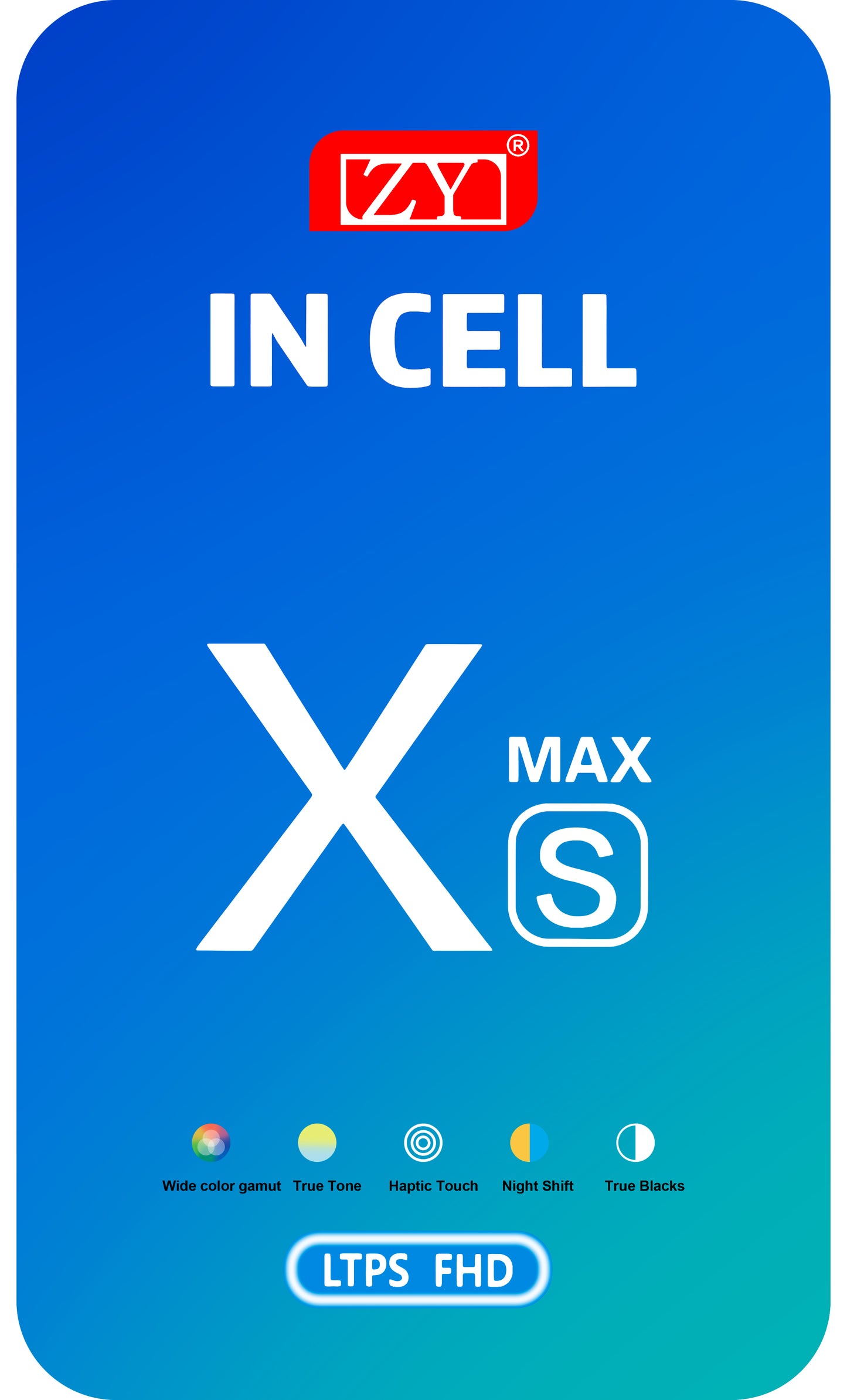 ZY Touchscreen Display til Apple iPhone XS Max, med ramme, In-Cell LCD-version, sort 