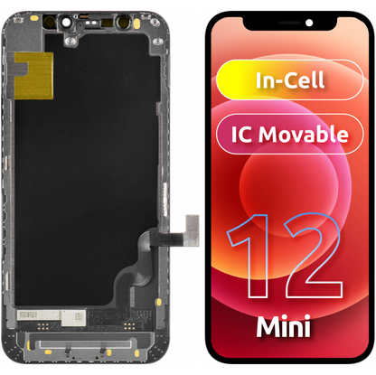 ZY Touchscreen Display til Apple iPhone 12 mini, med ramme, In-Cell LCD-version, sort 