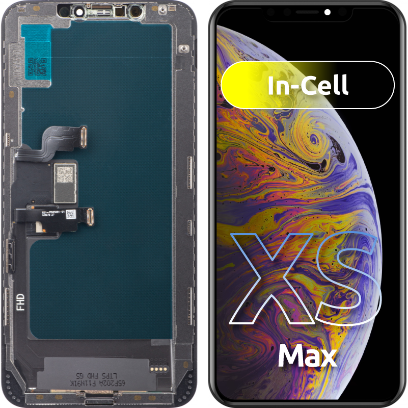 ZY Touchscreen Display til Apple iPhone XS Max, med ramme, In-Cell LCD-version, sort 