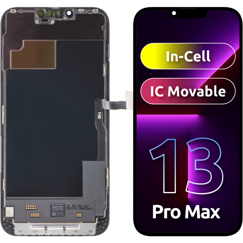 ZY Touchscreen Display til Apple iPhone 13 Pro Max, med ramme, In-Cell IC Movable LCD Version, Sort