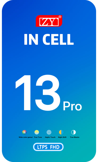 ZY Touchscreen Display til Apple iPhone 13 Pro, med ramme, In-Cell IC Movable LCD Version, Sort 