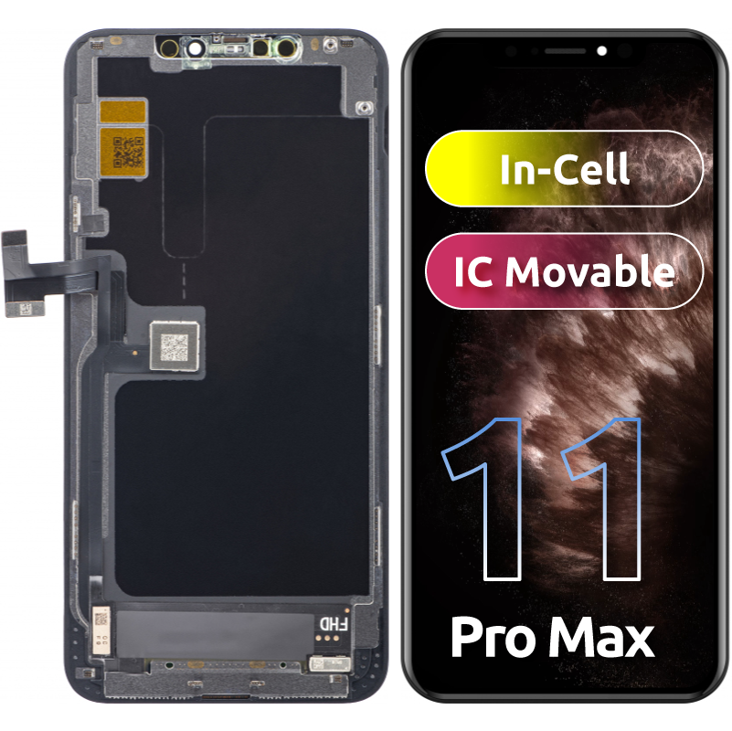 ZY Touchscreen Display til Apple iPhone 11 Pro Max, med ramme, In-Cell IC Movable LCD Version, Sort 