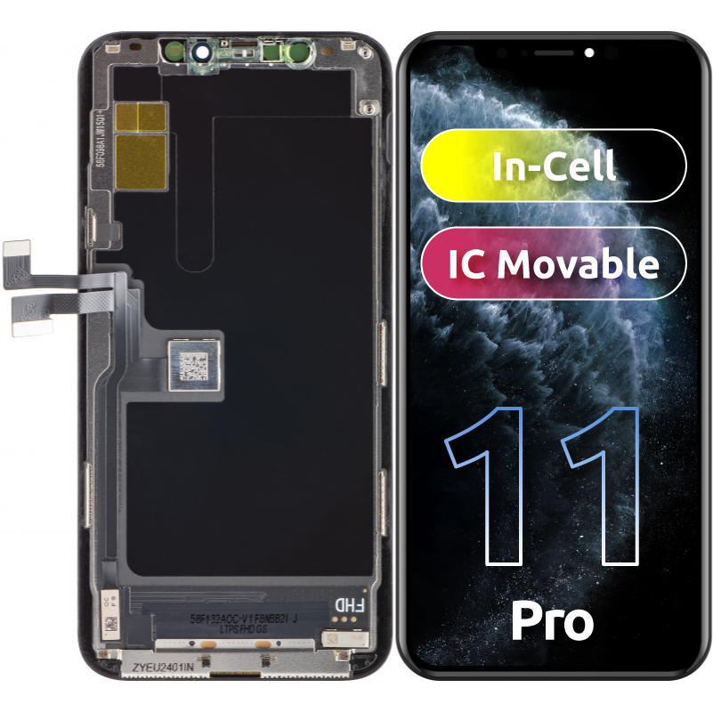 ZY Touchscreen Display til Apple iPhone 11 Pro, med ramme, In-Cell IC Movable LCD Version, Sort 