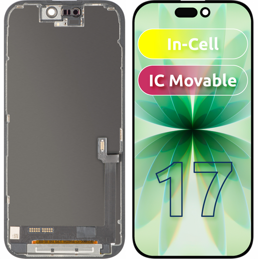 Display med Touchscreen ZY til Apple iPhone 17, med Ramme, LCD In-Cell IC Movable Version, Sort