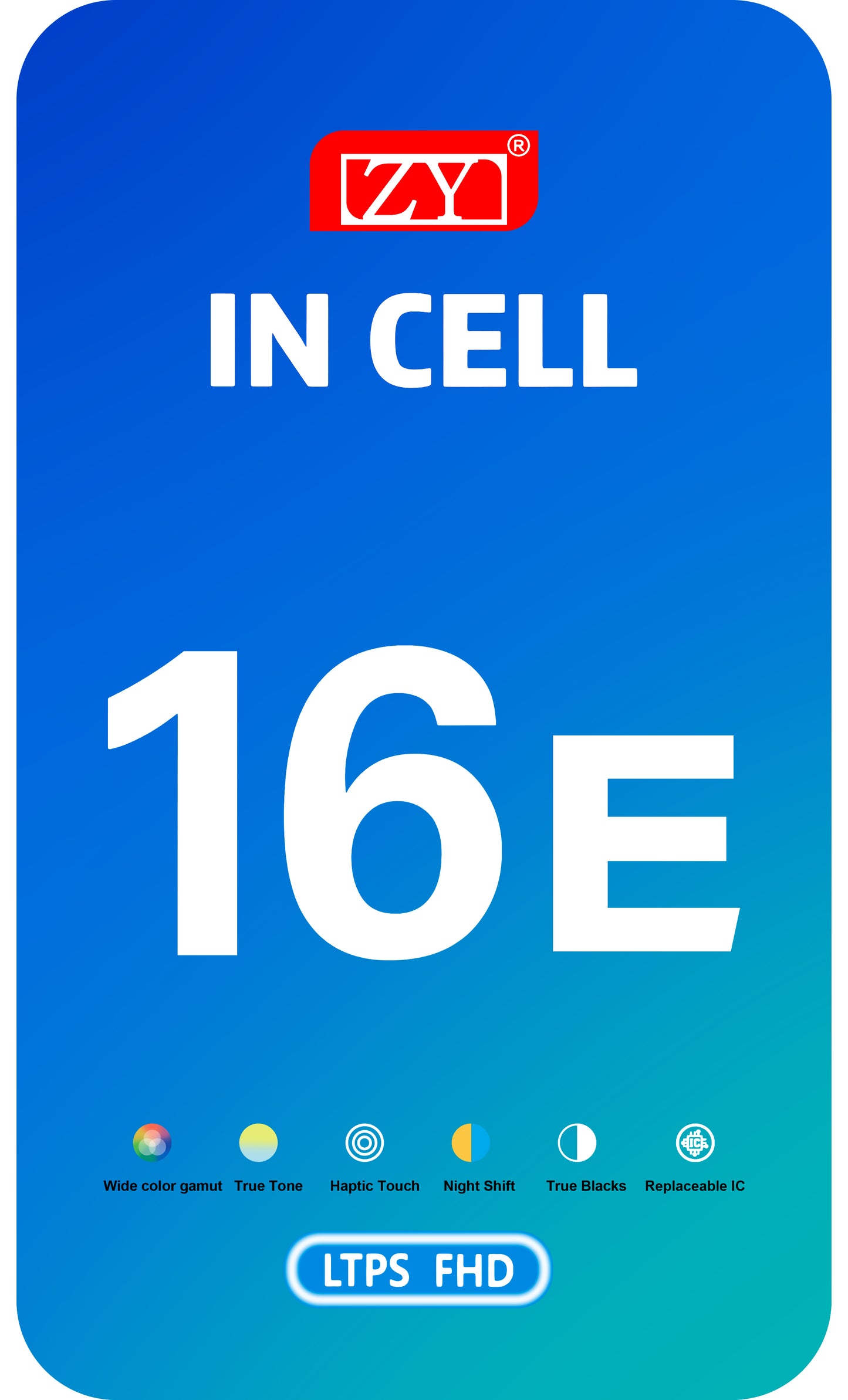 ZY Touchscreen Display for Apple iPhone 17e / 16e, with Frame, Movable In-Cell IC LCD Version, Black