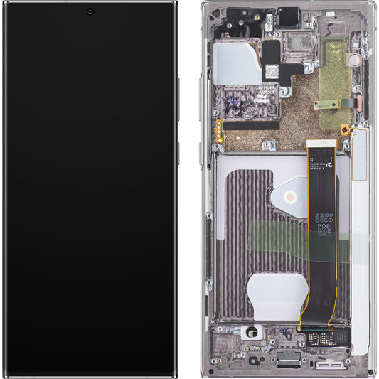 Display med Touchscreen til Samsung Galaxy Note 20 Ultra 5G N986 / Note 20 Ultra N985, med Ramme, Hvid, Servicepakke GH82-23596C
