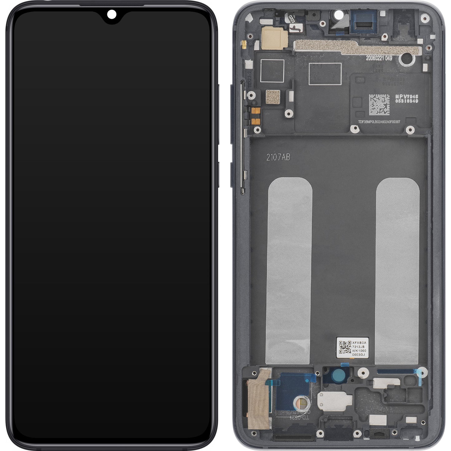 Display med Touchscreen Xiaomi Mi 9 Lite, med Ramme, Grå, Servicepakke 560610118033