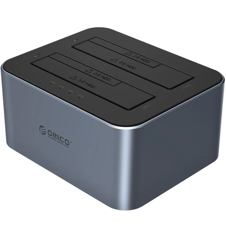 Docking Station Orico 6626C3-C-V1 2-drev til HDD / SSD SATA 2,5 tommer / 3,5 tommer, Grå