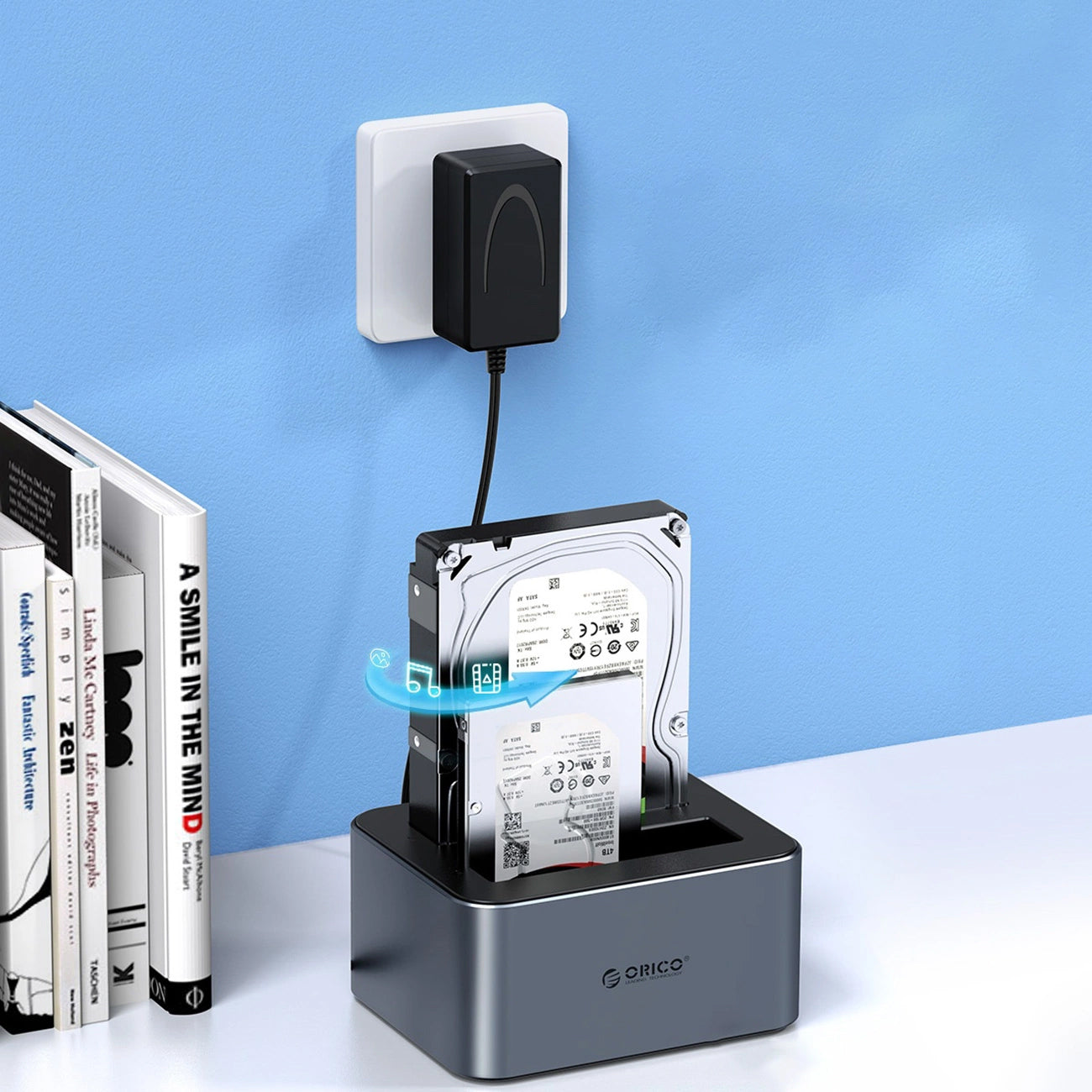 Docking Station Orico 6626C3-C-V1 2-drev til HDD / SSD SATA 2,5 tommer / 3,5 tommer, Grå