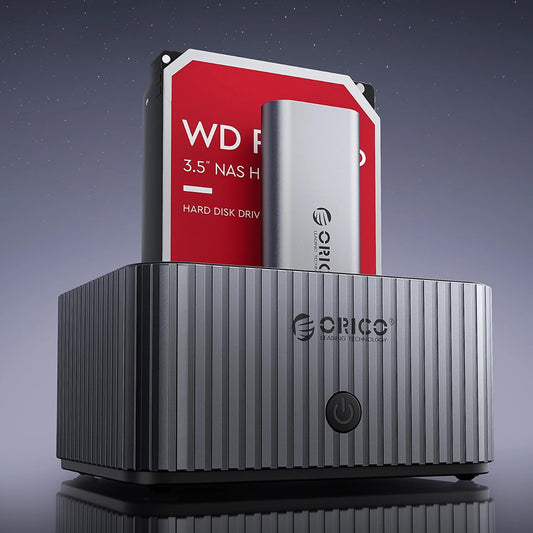 Orico IT28E-C dockingstation til HDD / SSD SATA 2,5 tommer / 3,5 tommer - SSD SATA M.2 NVMe, grå