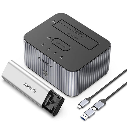 Orico IT28E-C dockingstation til HDD / SSD SATA 2,5 tommer / 3,5 tommer - SSD SATA M.2 NVMe, grå