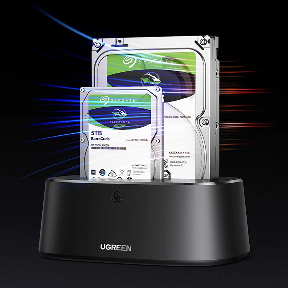 Docking Station UGREEN CM198 (50857) til HDD / SSD SATA 2,5 tommer / 3,5 tommer, Sort