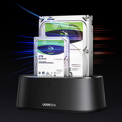 Docking Station UGREEN CM198 (50857) til HDD / SSD SATA 2,5 tommer / 3,5 tommer, Sort