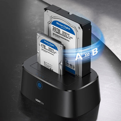 Docking Station UGREEN CM198 (50857) til HDD / SSD SATA 2,5 tommer / 3,5 tommer, Sort