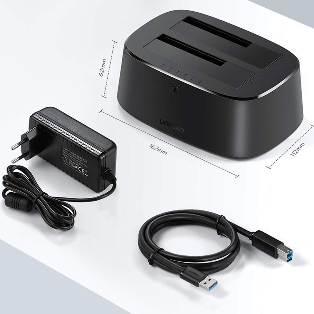 Docking Station UGREEN CM198 (50857) til HDD / SSD SATA 2,5 tommer / 3,5 tommer, Sort