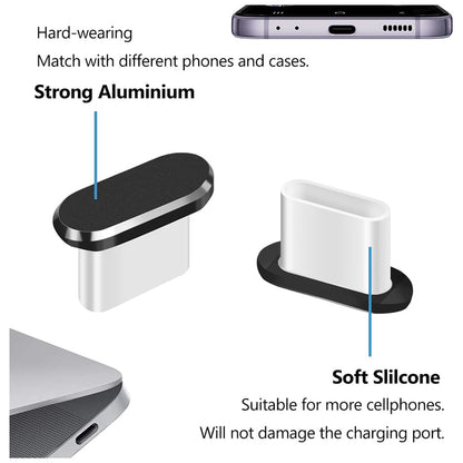 Støvdæksel til telefonport Techsuit AD1, USB-C, sæt med 4 stk., sort