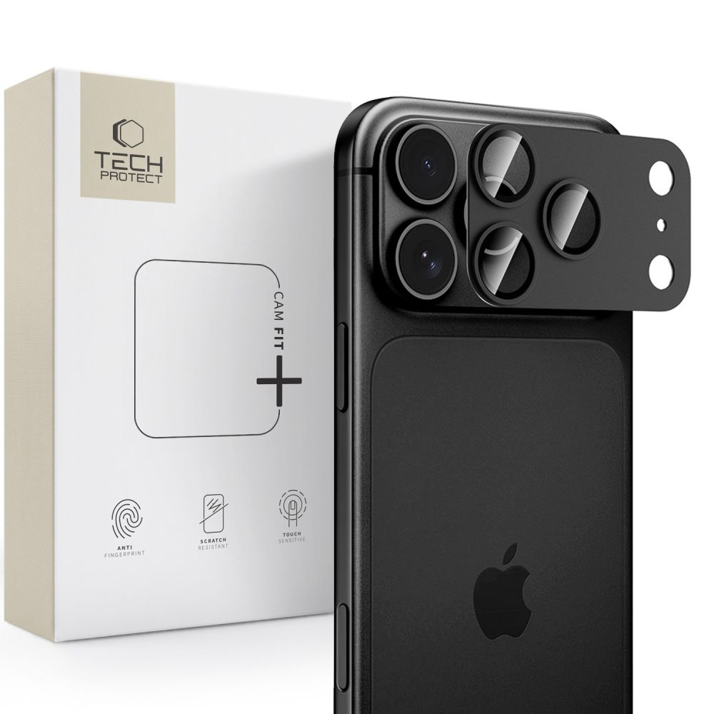 Beskyttersfolie til bagkamera Tech-Protect CamFull Fit+ til Apple iPhone 18 Pro Max, hærdet glas, sort