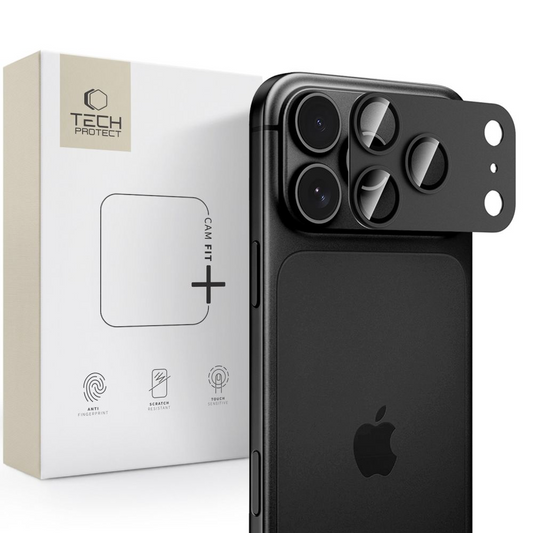 Beskyttersfolie til bagkamera Tech-Protect CamFull Fit+ til Apple iPhone 18 Pro Max, hærdet glas, sort