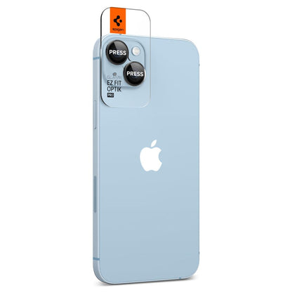Beskyttelsesfilm til bagsidekameraet Spigen GlastR EZ FIT Optik Pro til Apple iPhone 15 Plus / 15, Hærdet glas, Sæt med 2 stykker, Sort AGL05213