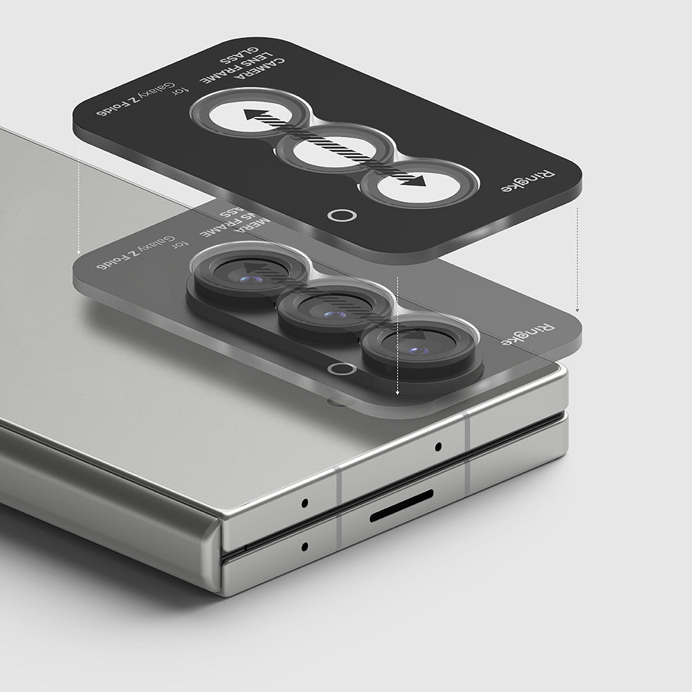 Beskyttelsesfilm til Ringke bagkamera for Samsung Galaxy Z Fold6 F956, Hærdet glas, Sæt med 2 stykker, Sort