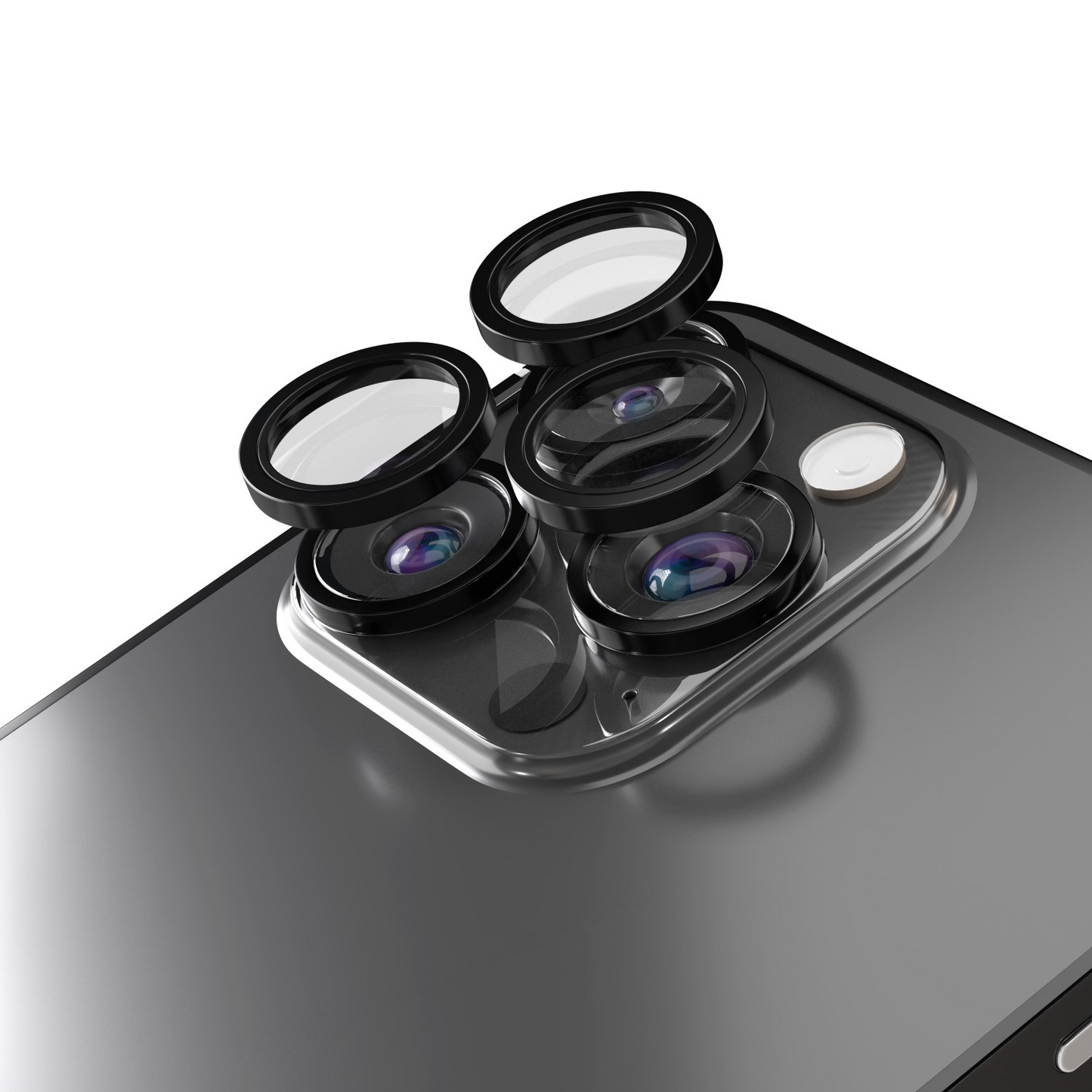 Etteri bagkamera beskyttelsesfilm til Apple iPhone 16 Pro Max / 16 Pro, hærdet glas, sort