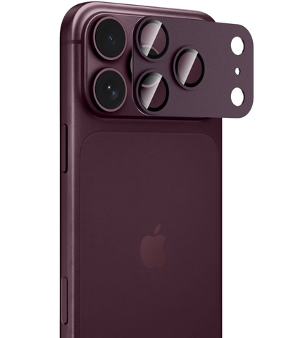 Beskyttelsesfilm til bagkamera Tech-Protect CamFull Fit+ til Apple iPhone 18 Pro, hærdet glas, vinrød