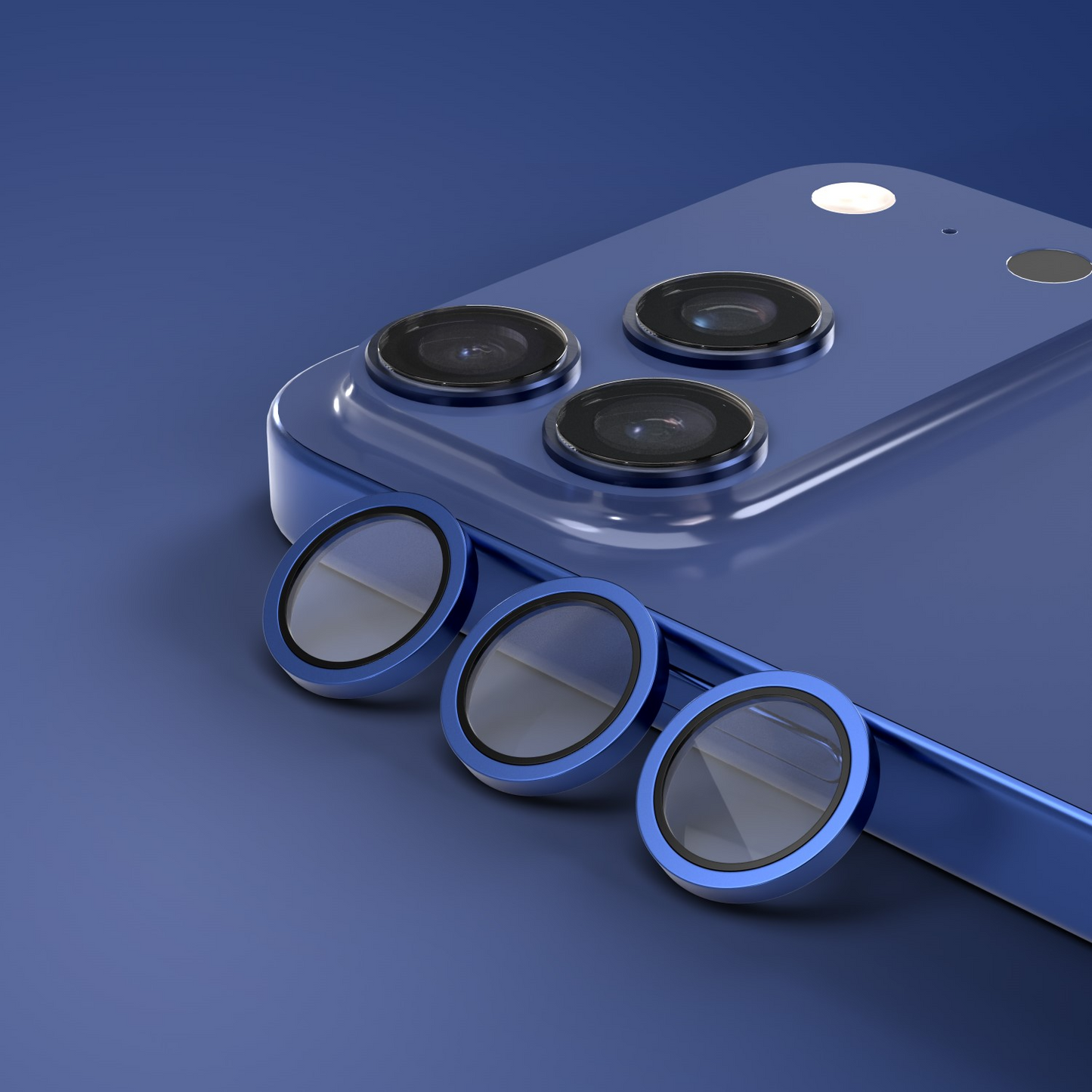 Etteri bagkamera beskyttelsesfilm til Apple iPhone 17 Pro Max / 17 Pro, hærdet glas, blå