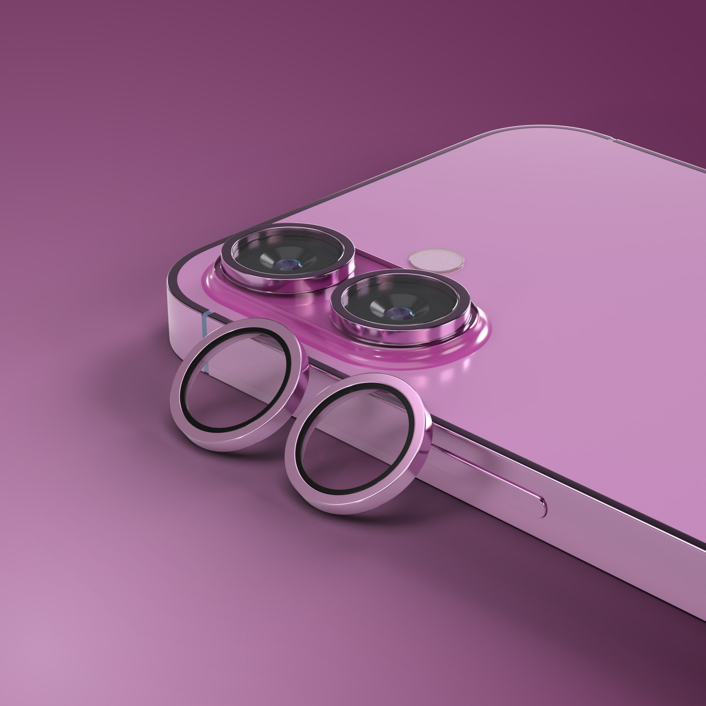 Etteri bagkamera beskyttelsesfilm til Apple iPhone 16 Plus / 16, hærdet glas, pink