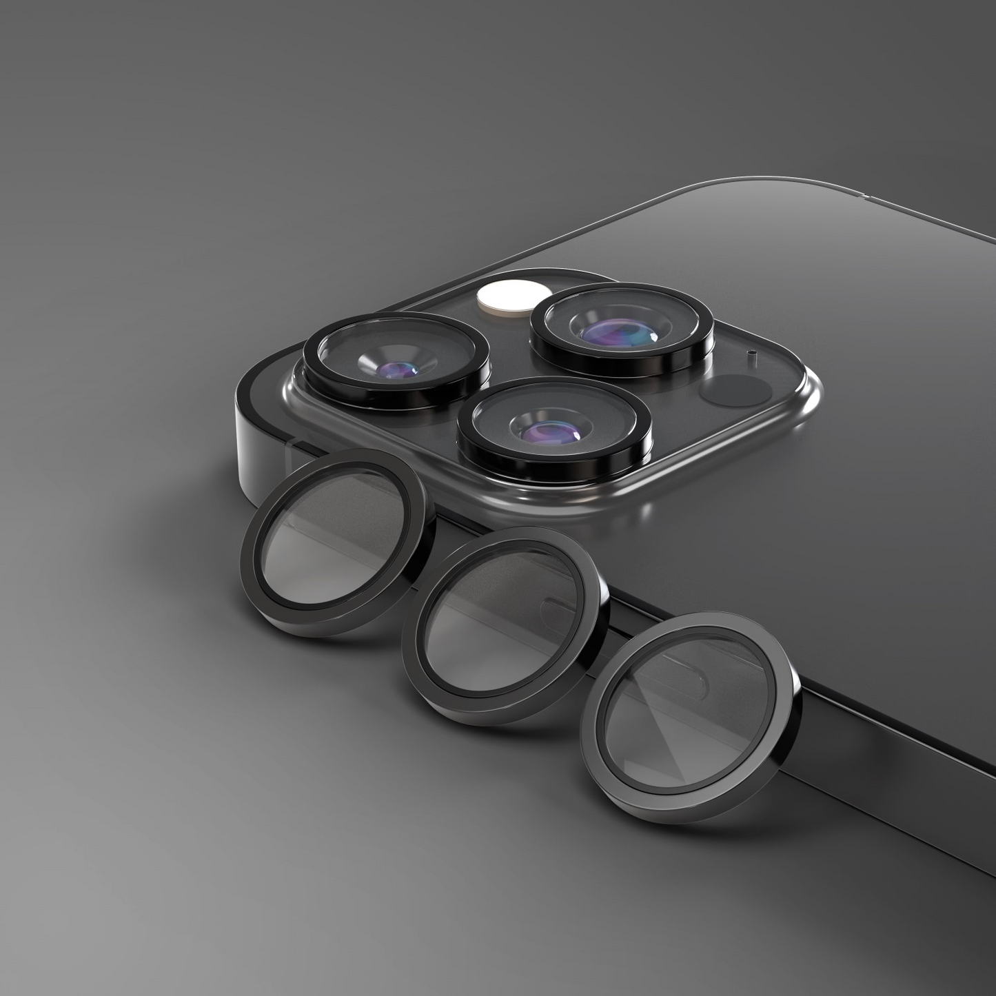 Etteri bagkamera beskyttelsesfilm til Apple iPhone 16 Pro Max / 16 Pro, hærdet glas, sort