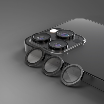 Etteri bagkamera beskyttelsesfilm til Apple iPhone 16 Pro Max / 16 Pro, hærdet glas, sort