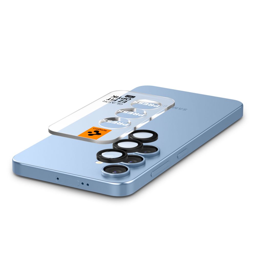 Beskyttelsesfilm til bagsidekameraet Spigen GlastR EZ FIT Optik Pro HD til Samsung Galaxy S25 S931, Hærdet glas, Sæt med 2 stykker, Sort AGL09092