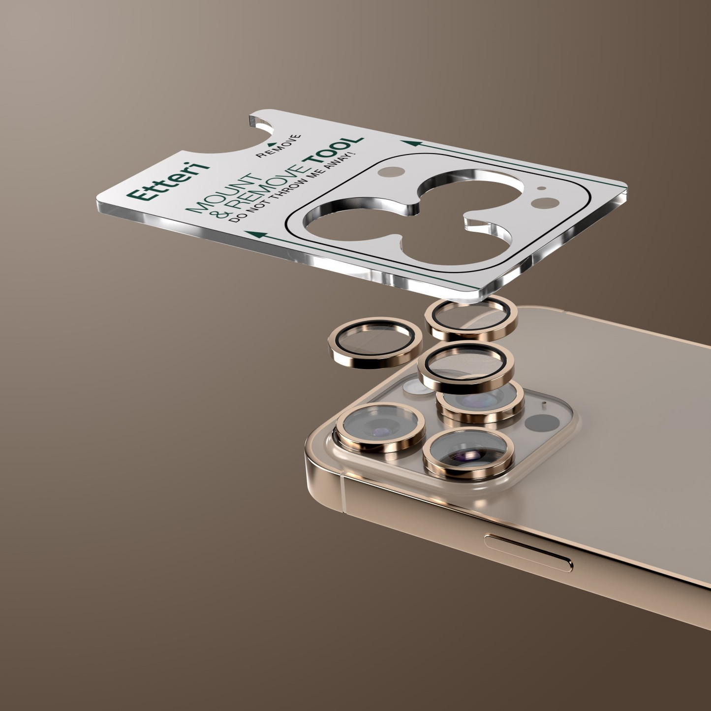 Etteri bagkamera beskyttelsesfilm til Apple iPhone 16 Pro Max / 16 Pro, hærdet glas, bronze