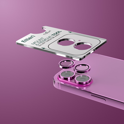 Etteri bagkamera beskyttelsesfilm til Apple iPhone 16 Plus / 16, hærdet glas, pink