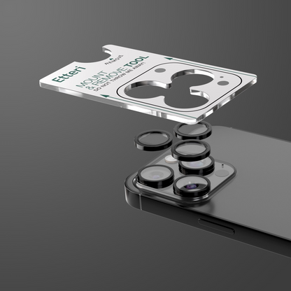 Etteri bagkamera beskyttelsesfilm til Apple iPhone 16 Pro Max / 16 Pro, hærdet glas, sort