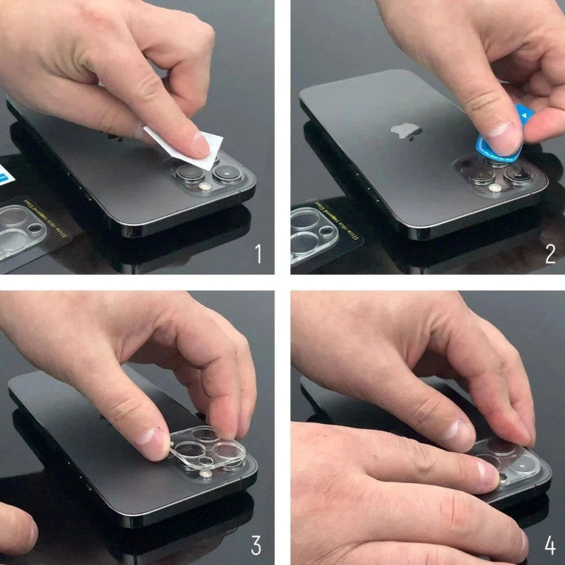Beskyttelsesfilm til bagsidekamera WZK til Apple iPhone 17 Pro, Hærdet glas, Sæt med 2 stykker, Sort
