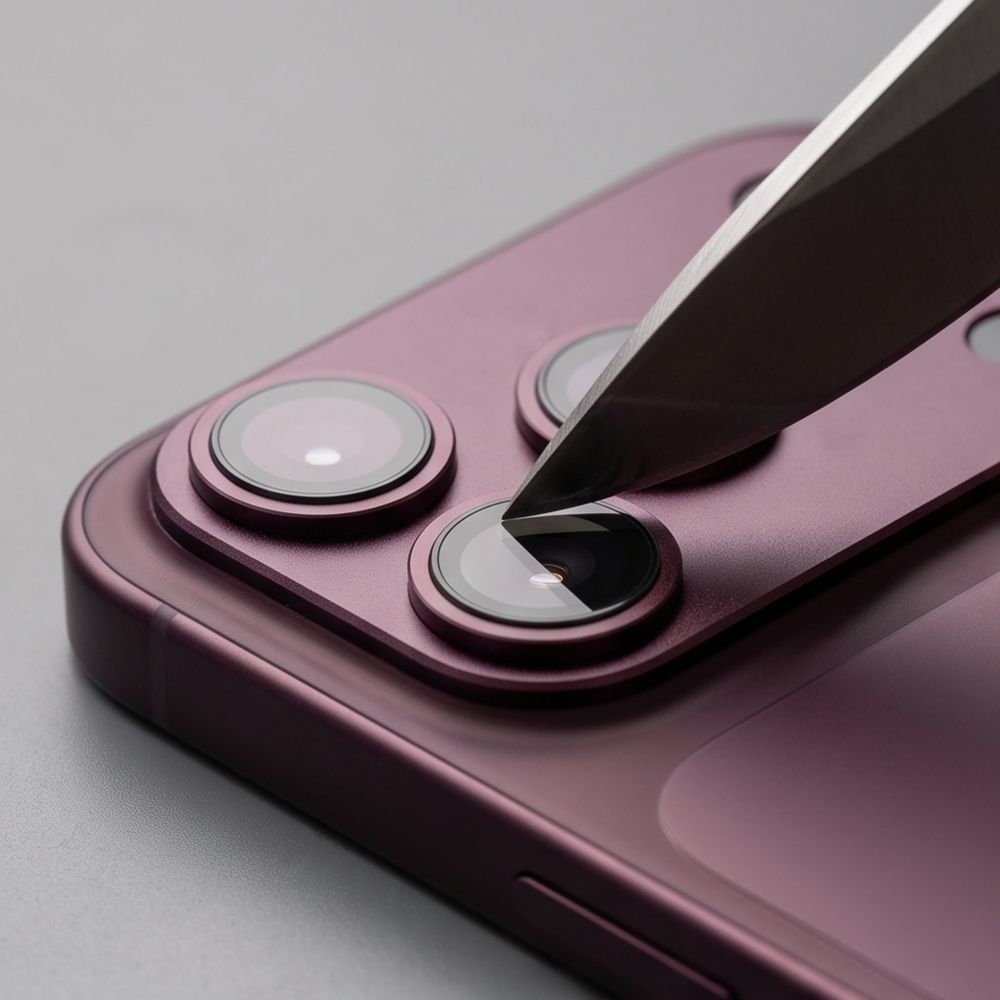 Beskyttelsesfilm til bagkamera Tech-Protect CamFull Fit+ til Apple iPhone 18 Pro, hærdet glas, vinrød
