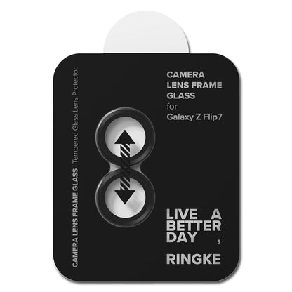 Beskyttelsesfilm til bagsidekameraet Ringke til Samsung Galaxy Z Flip7 F766, Hærdet glas, Sæt med 2 stykker, Sort