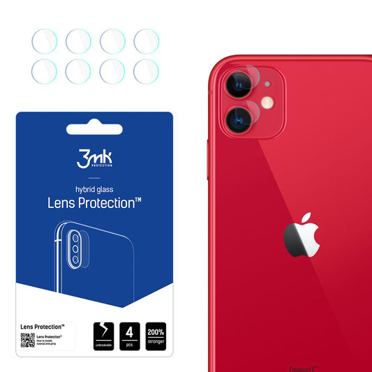 Beskyttelsesfilm til bagkamera 3MK Protection til Apple iPhone 11, fleksibelt glas, sæt med 4 stk., gennemsigtig