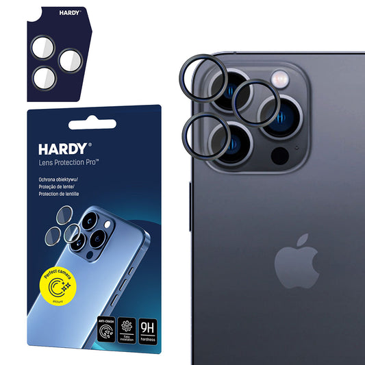 Bagkamera Beskyttelsesfilm 3MK Hardy Protection Pro til Apple iPhone 16 Pro Max / 16 Pro, Hærdet Glas, Sort