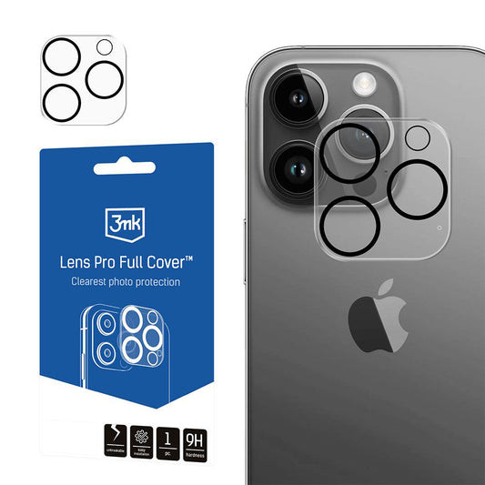 Beskyttelsesfilm til bagkamera 3MK Pro Full Cover til Apple iPhone 14 Pro, hærdet glas, gennemsigtig