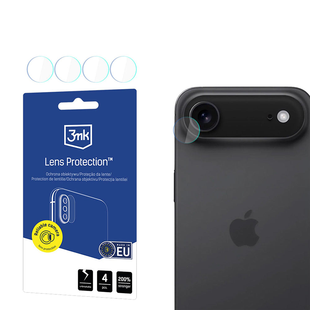 Beskyttelsesfilm til bagkameraet 3MK Protection til Apple iPhone 17 Air, Hærdet glas, Sæt med 4 stykker, Gennemsigtig